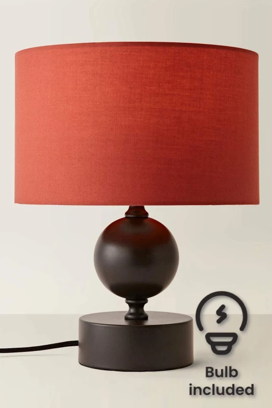 Image of ValueLights ValueLights Anthony Candlestick Table Lamp with Fabric Drum Lamp Shade and Bulb in Light Red Light Red One Size Unisex 5059406069123