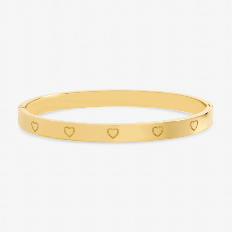 Image of Jon Richard Gold Plated Waterproof Heart Bangle Gold female One Size