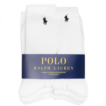 Image of Polo Ralph Lauren 6 Pack Crew Socks - White
