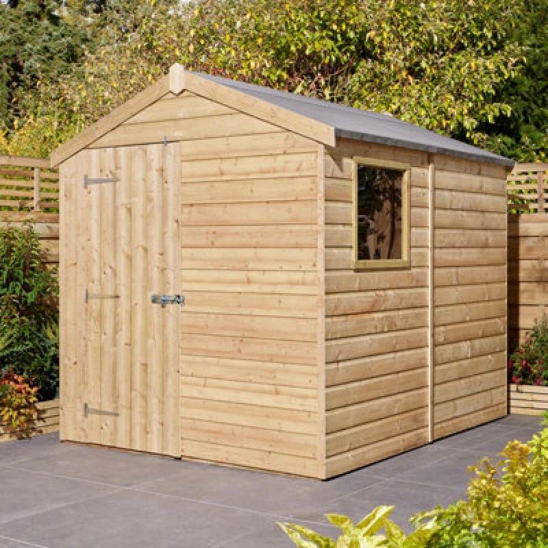 Image of Rowlinson 8x6 Shiplap Apex Shed Single Door with Window - Rowlinson SL86SDWPT
