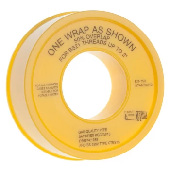 Image of Ultratape Gas PTFE Thread Seal Tape 12mm x 5m - Yellow