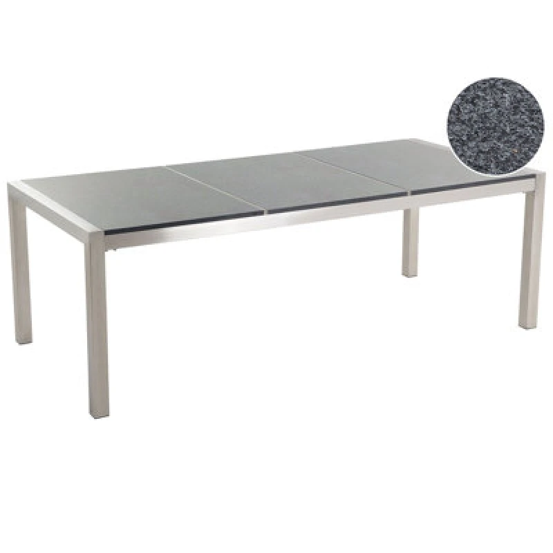 Image of Beliani Garden Dining Table Grosseto 220 Cm 100 Cm Polished Granite Grey