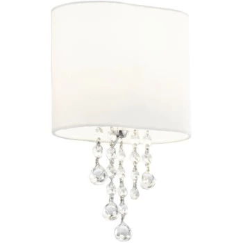 Image of Searchlight Nina - 1 Light Indoor Wall Light Chrome, Crystal with Shade, E14