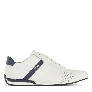 Image of Boss Saturn Smooth Leather Trainers - White