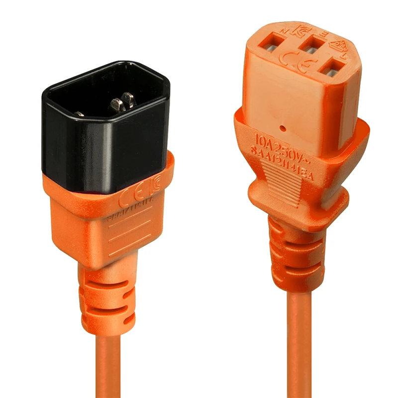 Image of Lindy 2m IEC Extension Cable. Orange