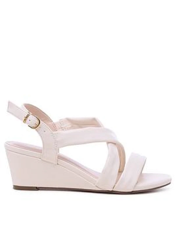 Image of Paradox London Womens Janis' Wide Fit Wedge Sandals in Cream Size: 3E Cream Female 3E