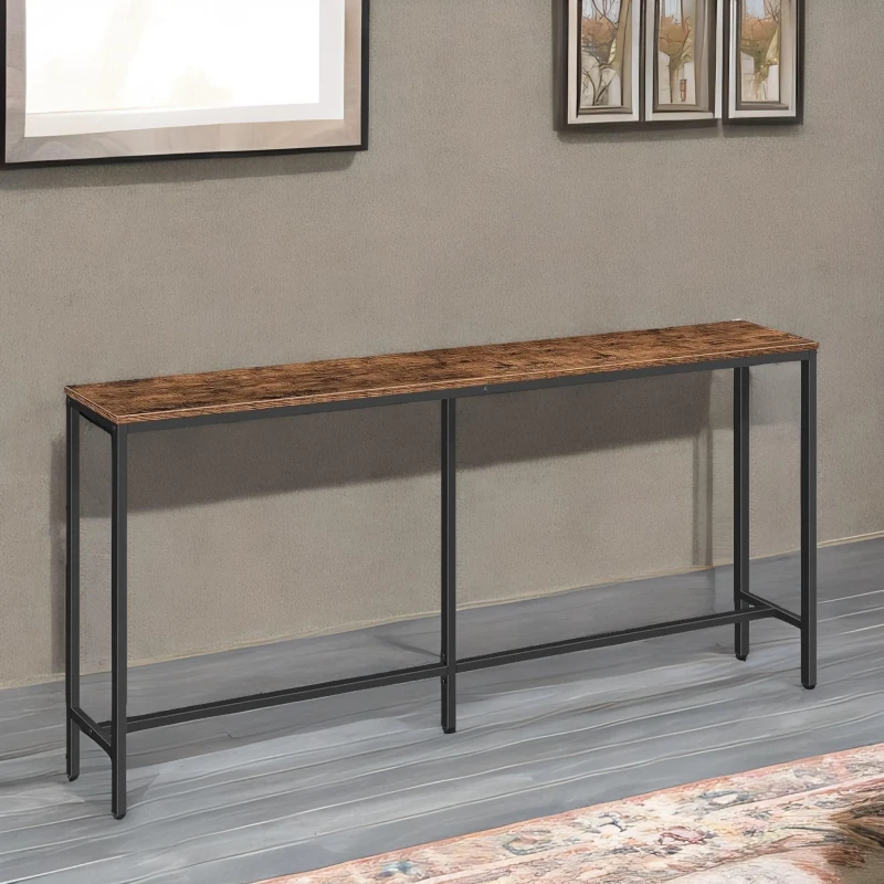 Image of Rafaelo Mobilia 180CM Wide Narrow & Slim Console Table For Hallway in Brown Brown Unisex