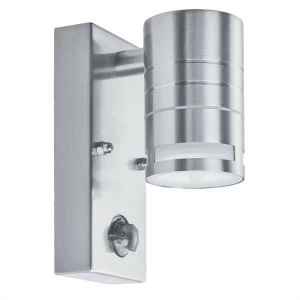 Image of 1 Light Outdoor PIR Wall Light Stainless Steel IP44, GU10
