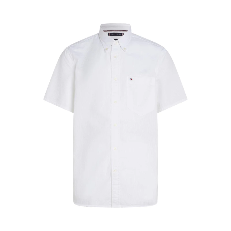 Image of Tommy Hilfiger Mens Seersucker Short-Sleeve Plain Shirt Optic White male S