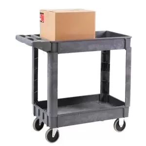 Image of Service Trolley Large 2 Deep Trays FixedSwivel Castors Heavy Duty