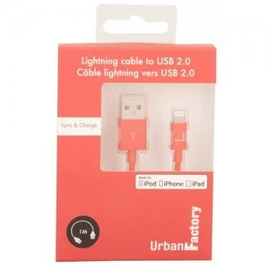 Image of Urban Factory Cable USB to Lightning MFI certified - Red 1m (retail packaging)