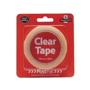 Image of Postpak Clear Sticky Tape 19mm Pack of 12 P12