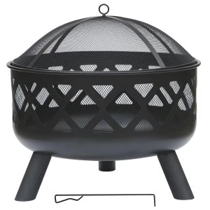 Image of Charles Bentley Round Steel Fire Pit - Black