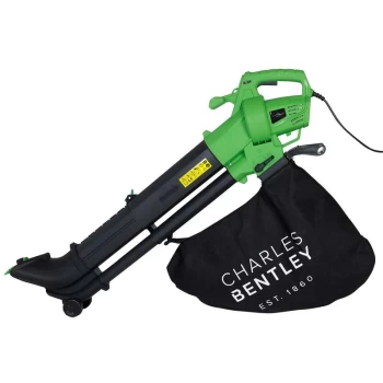 Image of Telescopic Electric Leaf Blower/Vacuum With Variable Speed - BLACK, GREEN - Charles Bentley