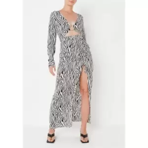 Image of Missguided Ring Front Cut Out Ruched Maxi Dress - Multi