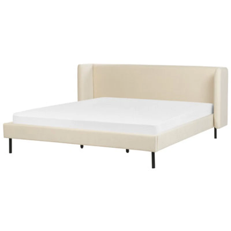 Image of Beliani Bed Velvet Arette 180 X 200 Cm (Eu Super King) Light Beige