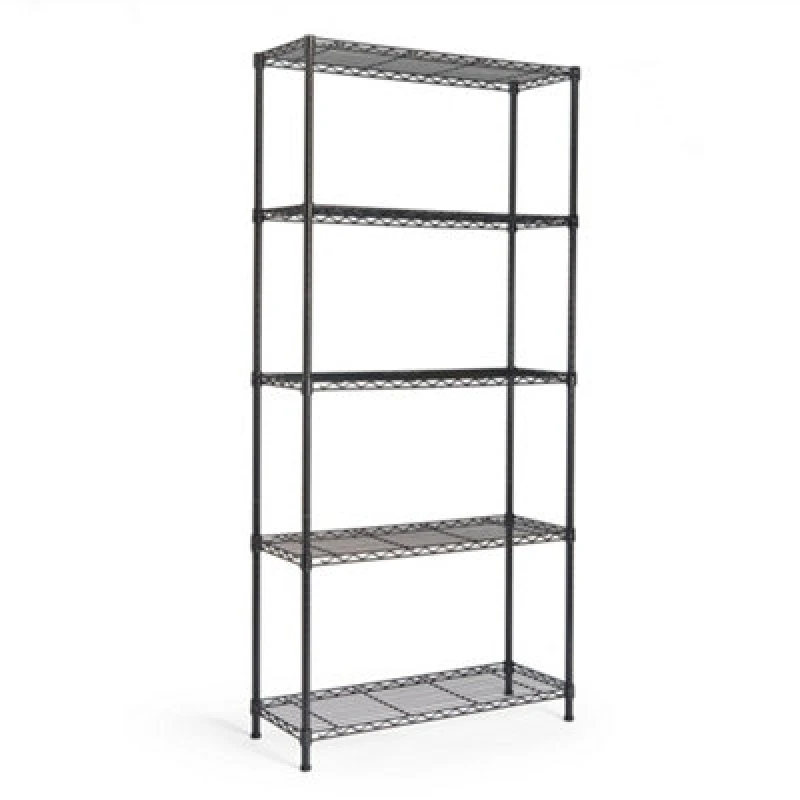 Image of VonHaus 5 Tier Metal Wire Shelving Unit Black