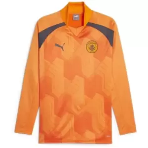 Image of Puma Manchester City Pre Match Sweat T-Shirt 2023 2024 Adults - Orange