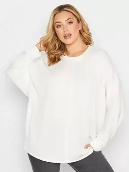 Image of Yours Ribbed Soft Touch Top - Natural, Size 18, Women