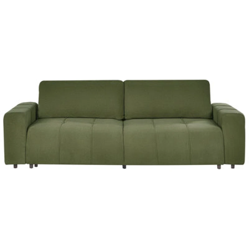 Image of Beliani Sofa Bed 3 Seater Innvik Fabric Green With Storage