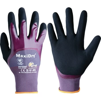 Image of 56-425 MaxiDry GP Palm-side Coated Black/Purple Gloves - Size 9 - ATG