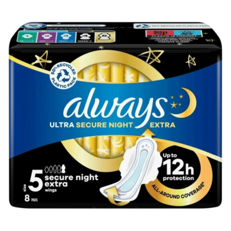 Image of Always Ultra Pads Secure Night Extra Sanitary Towels (Size 5) 111874587