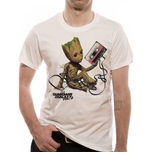Image of Guardians Of The Galaxy 2 Groot & Tape Unisex XX-Large T-Shirt - White