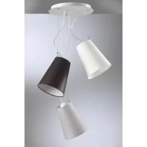 Image of Onli Pinocchio 3 Light Cluster Pendant Ceiling Light, White, Grey, Black Shades