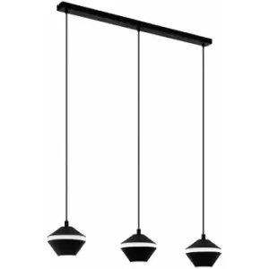 Image of Pendant Ceiling Light 3 Bulb Colour Black Shade White Plastic Bulb GU10 3x5W Inc