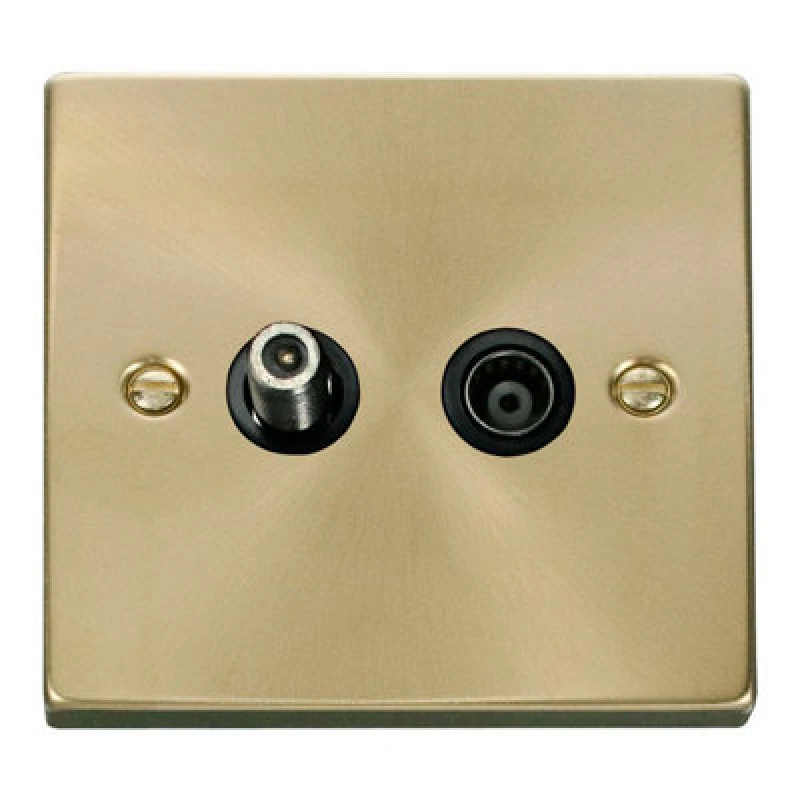 Image of SE Home Satin / Brushed Brass Satellite And Isolated Coaxial 1 Gang Socket Gold
