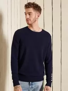 Image of Superdry Lambswool Lightweight Knit - Navy Size M Men