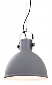 Image of 1 Light Dome Ceiling Pendant Concrete, Chrome Trim, E27