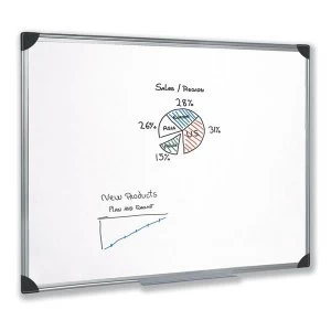 Image of 5 Star Office 1200 Drywipe Magnetic Whiteboard with Pen Tray and Aluminium Trim