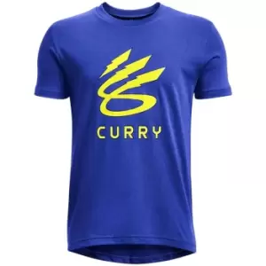 Image of Under Armour Curry Logo T Shirt Junior Boys - Blue