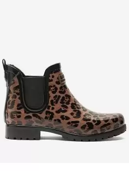 Image of Barbour International Assen Chelsea Leopard Wellington - Brown, Size 7, Women