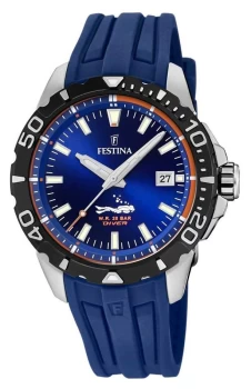 Image of Festina Mens Divers Blue Rubber Strap Blue Dial Watch