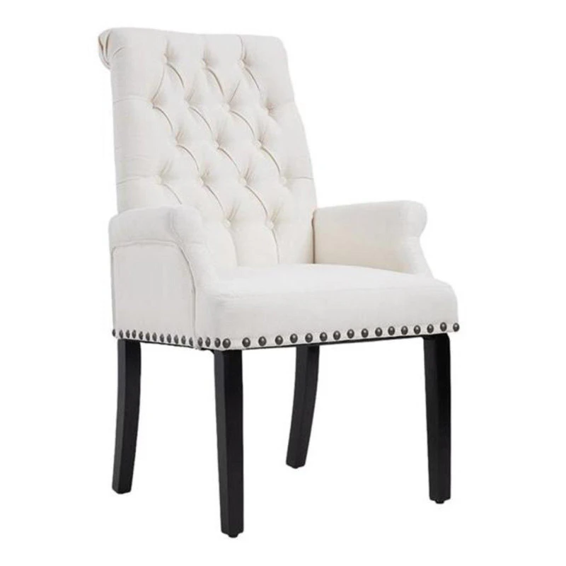 Image of Kabinet UK Linen Buttoned Upholstered Dining Chair White unisex One Size