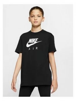 Image of Nike Girls Air Oversized T-Shirt - Black, Size L, 12-13 Years, Women