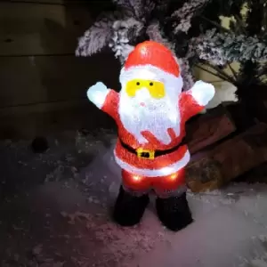 Image of 30cm Acrylic Christmas Standing Santa With 16 Ice White LEDs Indoor Or Outdoor