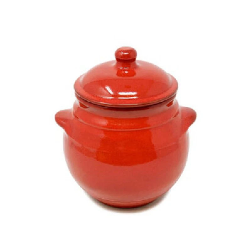 Image of Verano Spanish Ceramics Selena Hand Dipped Glaze Ceramic Kitchen Dining Storage Jar W/lid (H) 23Cm Red