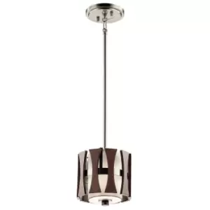 Image of 1 Bulb Ceiling Pendant Light Fitting Auburn Stained Wood LED E27 100W Bulb