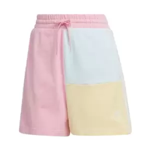 Image of adidas Essentials 3-Stripes Colorblock Oversized Shorts W - True Pink / Almost Yellow / Al