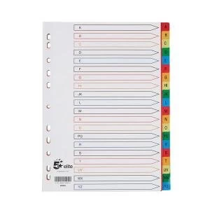 Image of Elite A4 File Dividers Multicoloured Tabs Polypropylene A Z White