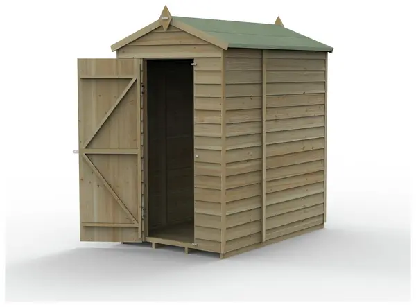 Image of Forest 4Life Wooden Overlap Windowless Apex Shed - 6 x 4ft