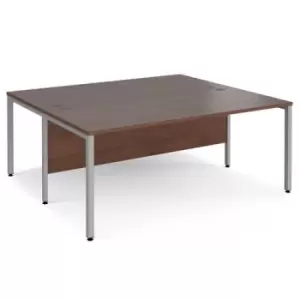 Image of Office Desk 2 Person Rectangular Desk 1800mm Walnut Tops With Silver Frames Maestro 25
