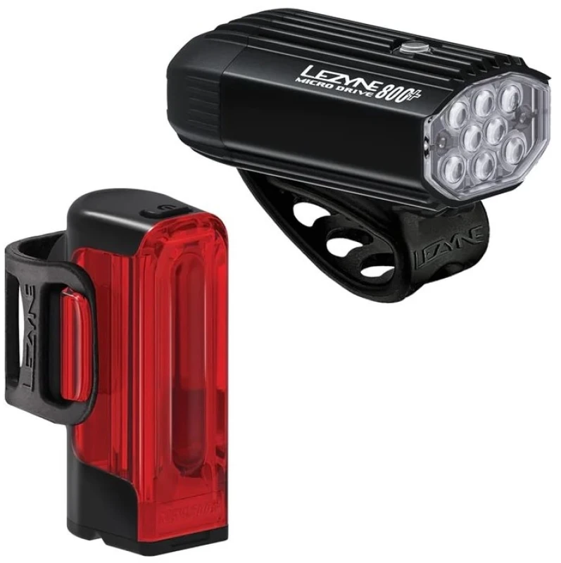 Image of Lezyne Micro Drive 800+ and Strip Drive 300+ Front and Rear Light Set