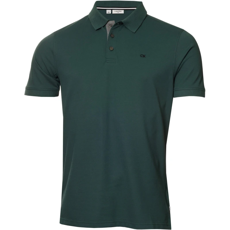 Image of Calvin Klein Golf Mens Short Sleeve Performance Polo Shirt Pinegrn male Small
