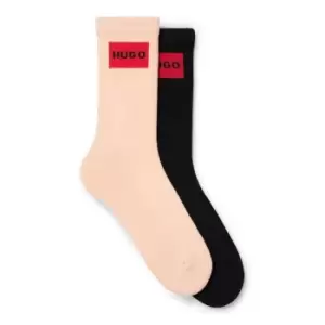 Image of Hugo 2 Pack Logo Label Crew Socks - Pink