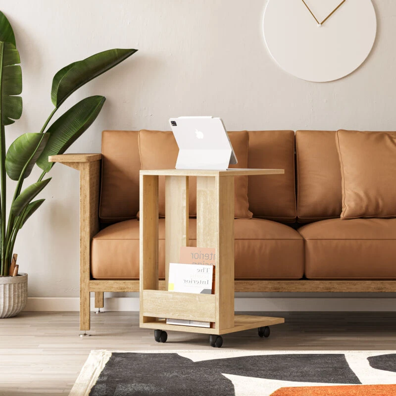 Image of DECORTIE Decortie - Edi Modern Side End Table Multipurpose With Creativeness - Oak - Oak M.SH.12470.7