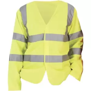 Image of Yoko Mens Hi-Vis Long Sleeve Waistcoat / Jacket (Pack of 2) (2XL) (Hi-Vis Yellow) - Hi-Vis Yellow